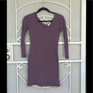 Cotton material stripped skin tight dress